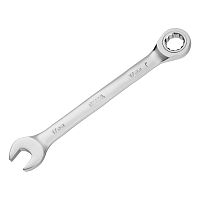 Ключ комбинированный трещоточный, 17 мм, CrV, матовый хром Denzel