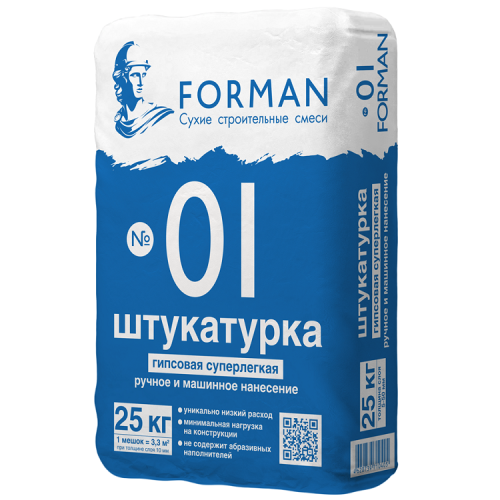 Штукатурка гипсовая Forman 01 суперлегкая 25 кг