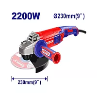 Угловая шлифовальная машина emtop Напряжение: 220-240 В ~ 50/60 Гц Входная мощность: 2200 Вт Скорость холостого хода: 6600 об /мин EAGR22093