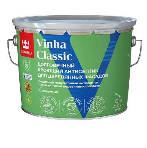 Антисептик кроющий Tikkurila Vinha Classic База VC полуматовый 9 л