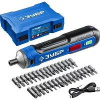 Аккумуляторная отвертка ЗУБР Профессионал 4 Vmax, в кейсе с набором 33 бит PSD-4S