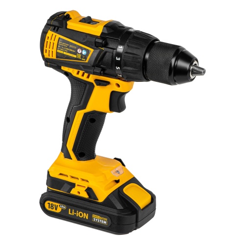 Дрель-шуруповерт аккумуляторная, бесщет. BLDL-IB-18-02, Li-Ion, 18 В, 2 акк. Denzel фото 2