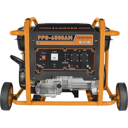 Генератор CARVER PPG- 6500АM бензин LT-188F, 5,0/5,5кВт, 220В, бак 33 л, колеса 01.020.00029 фото 4