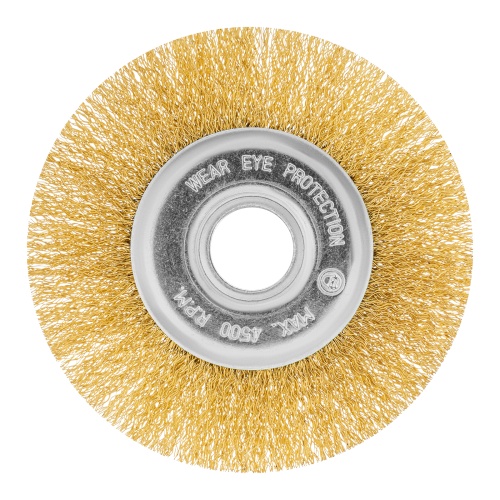 Щетка для УШМ, 125 мм, посадка 22.2 мм, плоская, латунированная витая проволока Matrix фото 2