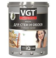 Краска моющаяся VGT Premium IQ123 для стен и обоев база С 2 л