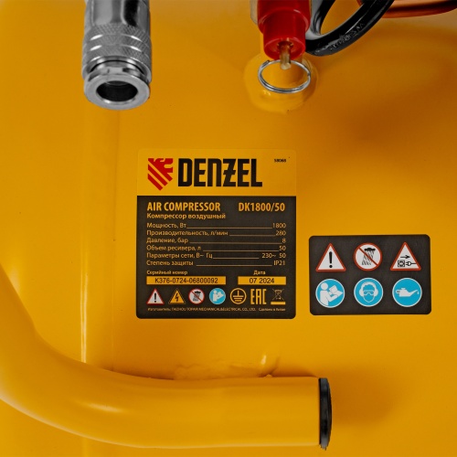 Компрессор воздушный DK1800/50, Х-PRO 1.8 кВт, 280л/мин, 50л Denzel фото 40