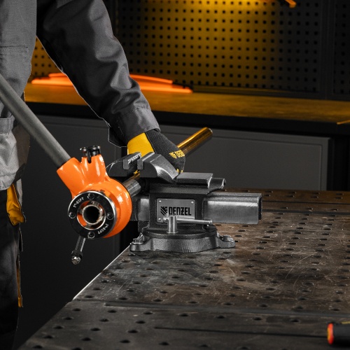 Тиски слесарные BVH-100, 100 мм, поворотные, стальная направляющая, с наковальней //Denzel фото 36