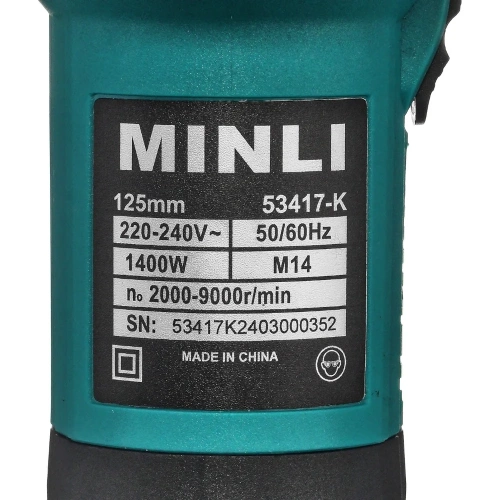 Угловая шлифмашина MINLI 125 мм, M14, 1400 Вт 53417-K фото 9 Угловая шлифмашина MINLI 125 мм, M14, 1400 Вт 53417-K фото 9