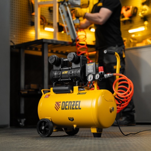 Компрессор безмасл. малошумный DLP-950/24, 950Вт,24 л, 2850 об/мин, 170 л/мин Denzel фото 23