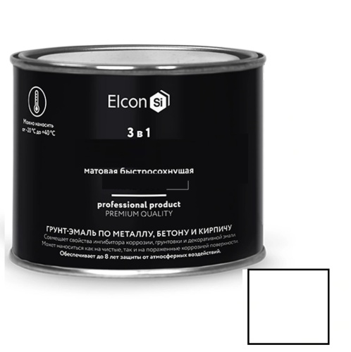 Грунт-эмаль по ржавчине Elcon 3 в 1 матовая RAL 9003 белая 0,4 кг