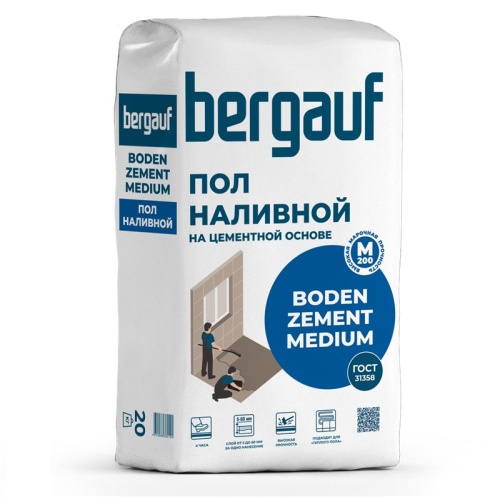Пол наливной универсальный Bergauf Boden Zement Medium 20 кг