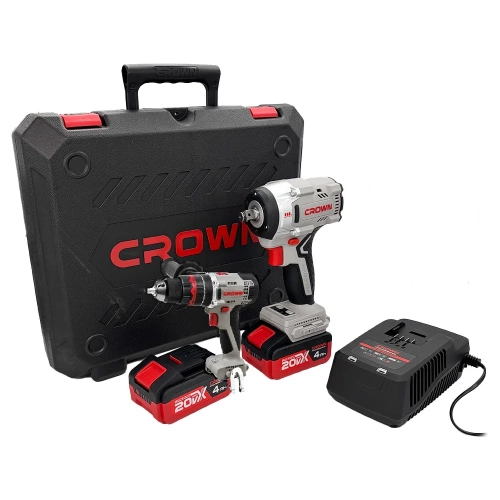 Набор инструмента CROWN гайковерт аккумуляторный (кейс), дрель-шупруповерт, универсальный аккумулятор 20VMax CT22062HX-4 BMC + CT21075HMX Набор инструмента CROWN гайковерт аккумуляторный (кейс), дрель-шупруповерт, универсальный аккумулятор 20VMax CT22062HX-4 BMC + CT21075HMX