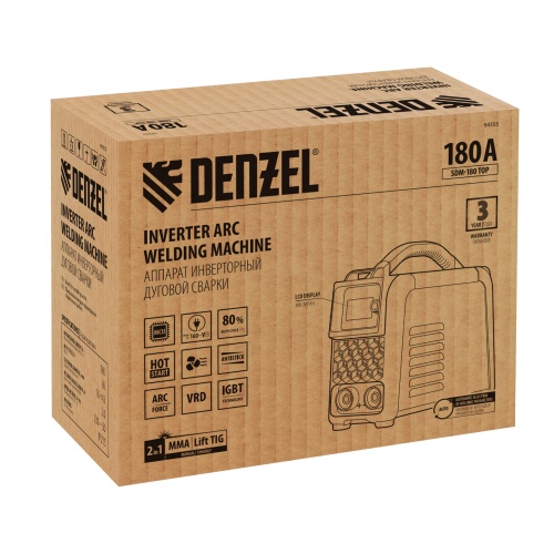 Аппарат инвертор. дуговой сварки SDM-180 Top, 180 А, ПВ 80% Denzel фото 16