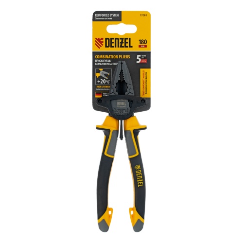 Плоскогубцы комбинированные 180 мм, трехкомпонентные рукоятки Denzel фото 6