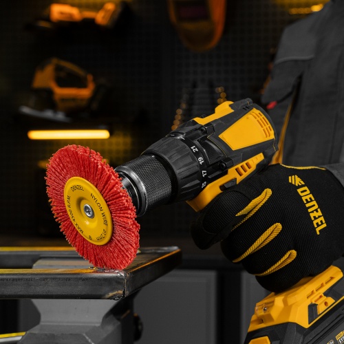 Щетка для дрели, 100 мм, Плоская, со шпилькой, нейлоновая щетина Denzel фото 8