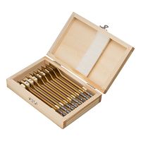 Набор сверл перовых по дереву, 10-12-14-16-18-20-22-25 мм, 8 шт, деревянный кейс Matrix