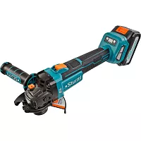 Аккумуляторная бесщеточная угловая шлифмашина Sturm, 18В, 1BatterySystem, 125мм, плавный пуск, 1x4Ач, кейс CAG18125BLE