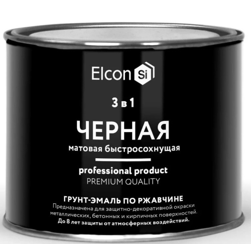 Грунт-эмаль по ржавчине Elcon 3 в 1 матовая Ral 9005 черная 0,4 кг
