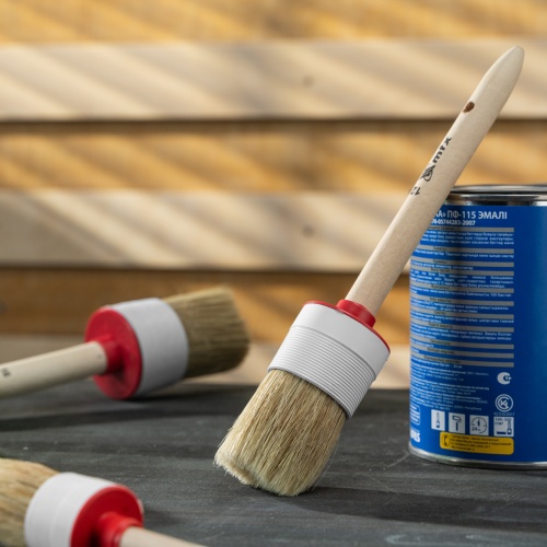 Кисть круглая №12 (45 мм) натуральная щетина, деревянная ручка MTX фото 6