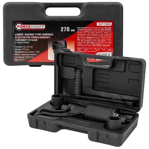 Набор инструмента Forcekraft гайковерт ручной с редуктором в комплекте с головками FK-3411384(57659) фото 10 Набор инструмента Forcekraft гайковерт ручной с редуктором в комплекте с головками FK-3411384(57659) фото 10