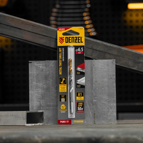 Сверло спиральное по металлу 6,5 x 100 мм, Р6М5, Golden Tip  Denzel фото 7