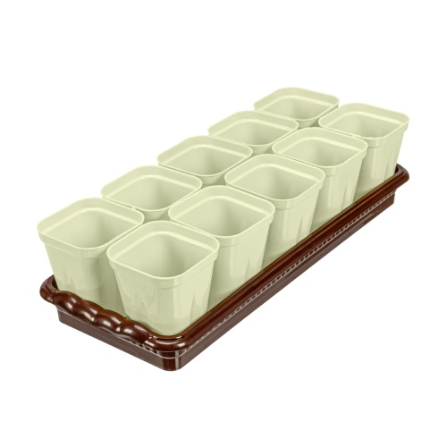 Набор для рассады, поддон 380х155х40 мм, 10 горшочков по 250 мл с выдвижным дном Palisad Набор для рассады, поддон 380х155х40 мм, 10 горшочков по 250 мл с выдвижным дном Palisad