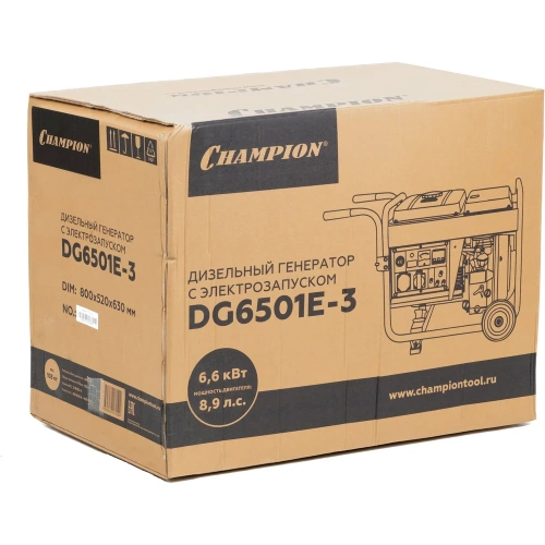 Генератор дизельный CHAMPIOND G6501E-3 400В 6,2/6,8 кВА 8,9 лс, 12,5 л, 12V эл.стартер, колеса, счетчик VIDG6501E-3 фото 10