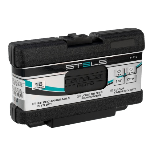 Набор бит HEX, шестигранный хвостовик 1/2'', CrV, 10 мм, 15 предметов Stels фото 12