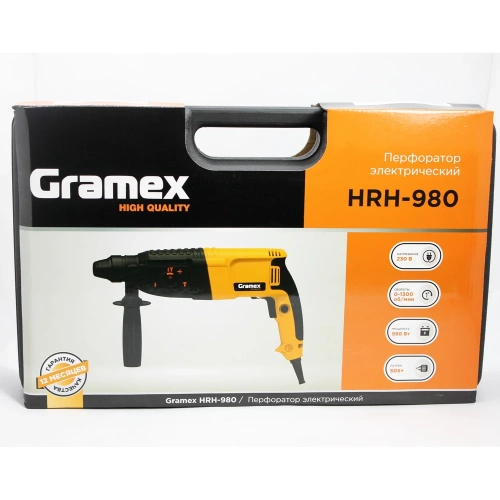 Перфоратор электрический Gramex HRH-980 (980Вт,0-1300об/мин,0-5500уд/мин,3,3Дж,3 реж,SDS+) кейс (1/4) 4195 фото 8 Перфоратор электрический Gramex HRH-980 (980Вт,0-1300об/мин,0-5500уд/мин,3,3Дж,3 реж,SDS+) кейс (1/4) 4195 фото 8