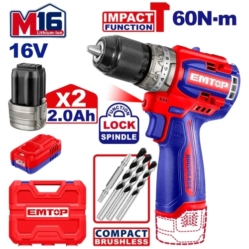 Дрель ударная бесщеточная аккумуляторная EMTOP ECIDL16682 фото 3 Дрель ударная бесщеточная аккумуляторная EMTOP ECIDL16682 фото 3