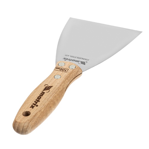 Шпательная лопатка из нержавеющей стали, 100 мм, буковая рукоятка, EFP Matrix фото 3