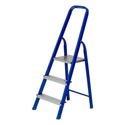 Стремянка, 3 ступени, стальной профиль, алюминиевые ступени Сибртех