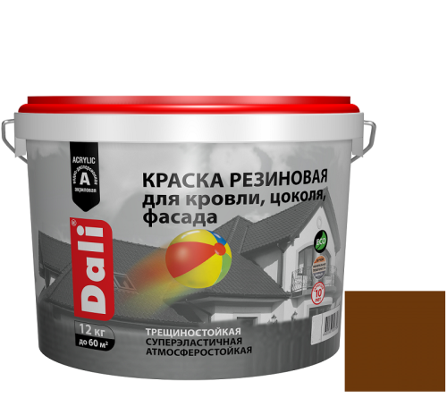 Краска резиновая Dali для кровли, цоколя, фасада терракотовая 12 кг