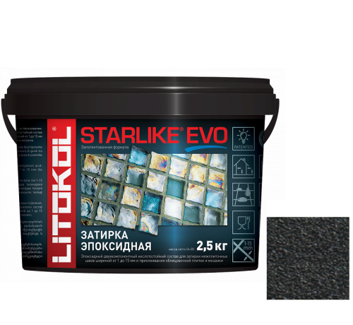 Затирка эпоксидная для швов Litokol Starlike Evo S.145 Nero Carbonio 2,5 кг