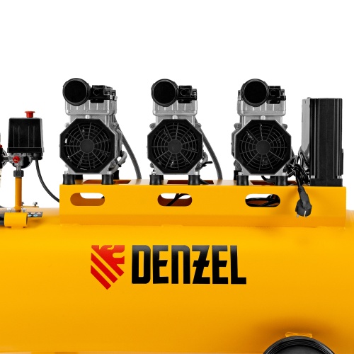 Компрессор безмасляный, малошумный  DLS 2250/100, 2250 Вт, 3x750, 100 л, 410 л/мин блок управления/ Denzel фото 11