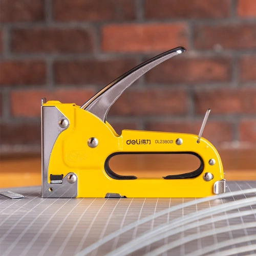 Cтроительный мебельный металлический степлер DELI DL238001 D-скобы, тип 53А, 4-8мм 98415 фото 4