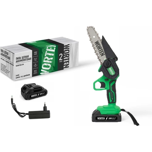 Пила цепная аккумуляторная WORTEN 20В, 2х2.0 Ач шина 15,2 см КА-90000348 фото 3 Пила цепная аккумуляторная WORTEN 20В, 2х2.0 Ач шина 15,2 см КА-90000348 фото 3