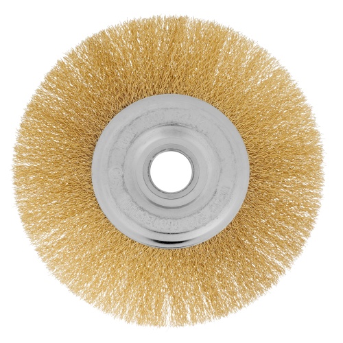 Щетка для УШМ, 175 мм, посадка 22.2 мм, плоская, латунированная витая проволока Matrix фото 3