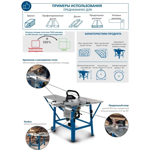 Настольная пила TS310 Scheppach 4901305902 фото 4 Настольная пила TS310 Scheppach 4901305902 фото 4