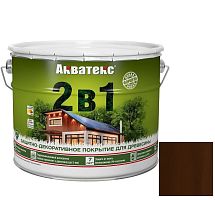 Покрытие алкидное защитно-декоративное для древесины Акватекс 2 в 1 полуматовое Махагон 9 л