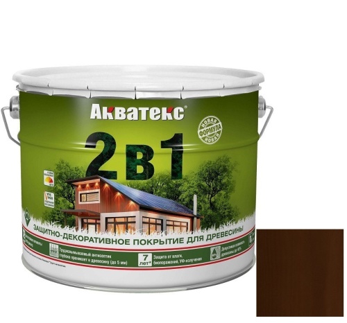 Покрытие алкидное защитно-декоративное для древесины Акватекс 2 в 1 полуматовое Махагон 9 л