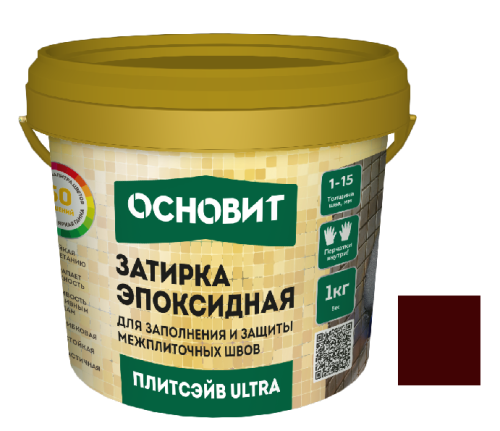 Затирка эпоксидная эластичная Основит Плитсэйв Ultra XE15 Е 1 кг темно-бордовый 087 Затирка эпоксидная эластичная Основит Плитсэйв Ultra XE15 Е 1 кг темно-бордовый 087