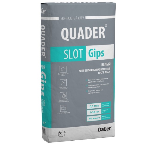 Клей монтажный гипсовый Dauer Quader Slot Gips 30 кг фото 3