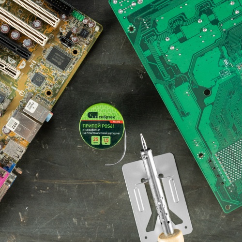 Припой с канифолью, D 1.5 мм, 25 г, POS61, на пластмассовой катушке Сибртех фото 6