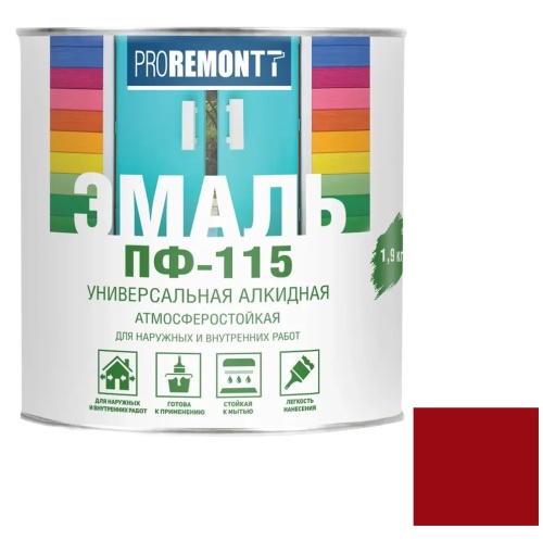 Эмаль Proremontt ПФ-115 красно-коричневая 1,9 кг Эмаль Proremontt ПФ-115 красно-коричневая 1,9 кг