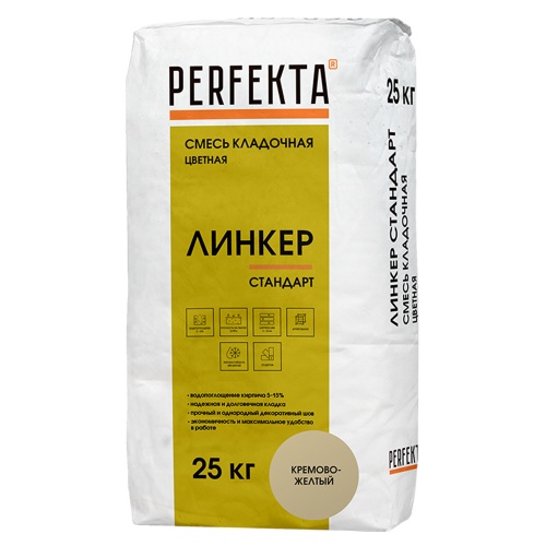 Смесь кладочная Perfekta Линкер Стандарт кремово-желтая 25 кг Смесь кладочная Perfekta Линкер Стандарт кремово-желтая 25 кг