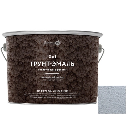 Грунт-эмаль Elcon Smith 3 в 1 с молотковым эффектом серебро 10 кг