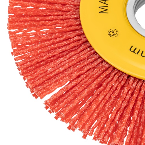 Щетка для УШМ, 125 мм, Плоская, нейлоновая щетина, посадка 22,2 мм Denzel фото 4