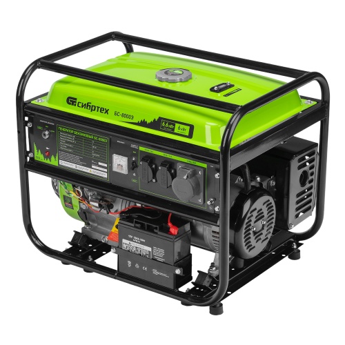Генератор бензиновый БС-8000Э, 6,6 кВт, 230В, четырехтактный, 25 л, электростартер Сибртех фото 2