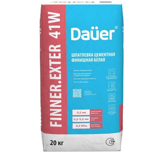 Шпатлевка цементная финишная Dauer Finner Exter 41 W белая 20 кг фото 3